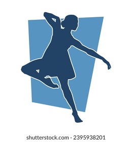 Silhouette of a female ballet dancer in action pose.