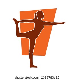 Silhouette of a female ballet dancer in action pose. Silhouette of a ballerina girl dancing pose.