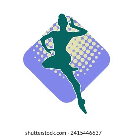 Silhouette of a female ballet dancer in action pose. Silhouette of a ballerina girl dancing pose.