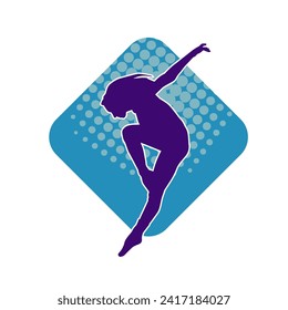 Silhouette of a female ballet dancer in action pose. Silhouette of a ballerina girl dancing pose.