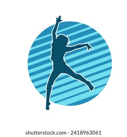 Silhouette of a female ballet dancer in action pose. Silhouette of a ballerina girl dancing pose.