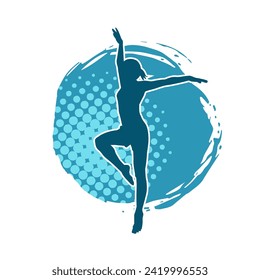 Silhouette of a female ballet dancer in action pose. Silhouette of a ballerina girl dancing pose.