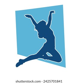 Silhouette of a female ballet dancer in action pose. Silhouette of a ballerina girl dancing pose.