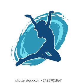 Silhouette of a female ballet dancer in action pose. Silhouette of a ballerina girl dancing pose.