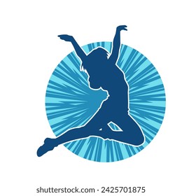 Silhouette of a female ballet dancer in action pose. Silhouette of a ballerina girl dancing pose.