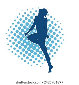 Silhouette of a female ballet dancer in action pose. Silhouette of a ballerina girl dancing pose.