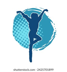 Silhouette of a female ballet dancer in action pose. Silhouette of a ballerina girl dancing pose.