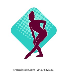 Silhouette of a female ballet dancer in action pose. Silhouette of a ballerina girl dancing pose.