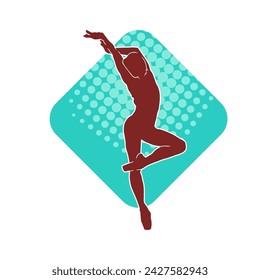 Silhouette of a female ballet dancer in action pose. Silhouette of a ballerina girl dancing pose.