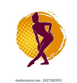 Silhouette of a female ballet dancer in action pose. Silhouette of a ballerina girl dancing pose.