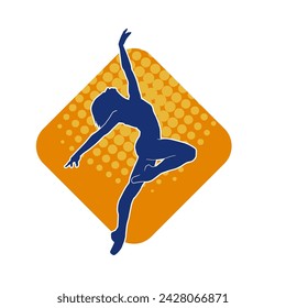 Silhouette of a female ballet dancer in action pose. Silhouette of a ballerina girl dancing pose.