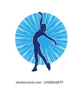 Silhouette of a female ballet dancer in action pose. Silhouette of a ballerina girl dancing pose.