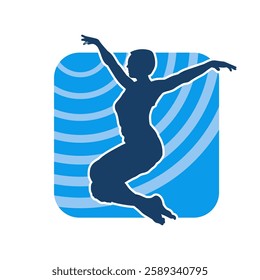 Silhouette of a female ballet dancer in action pose. Silhouette of a ballerina girl dancing pose.