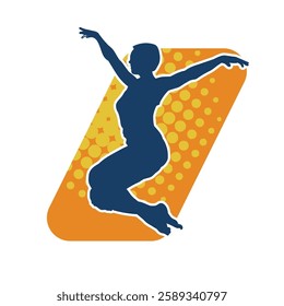 Silhouette of a female ballet dancer in action pose. Silhouette of a ballerina girl dancing pose.