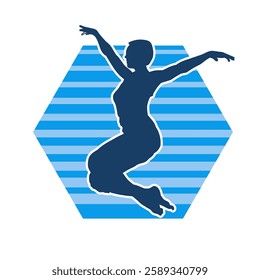 Silhouette of a female ballet dancer in action pose. Silhouette of a ballerina girl dancing pose.