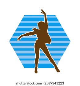 Silhouette of a female ballet dancer in action pose. Silhouette of a ballerina girl dancing pose.