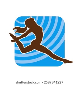 Silhouette of a female ballet dancer in action pose. Silhouette of a ballerina girl dancing pose.