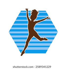 Silhouette of a female ballet dancer in action pose. Silhouette of a ballerina girl dancing pose.