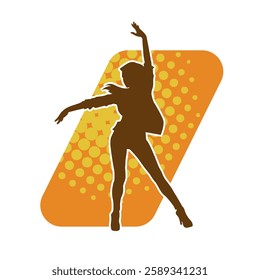 Silhouette of a female ballet dancer in action pose. Silhouette of a ballerina girl dancing pose.