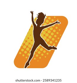 Silhouette of a female ballet dancer in action pose. Silhouette of a ballerina girl dancing pose.