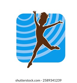 Silhouette of a female ballet dancer in action pose. Silhouette of a ballerina girl dancing pose.