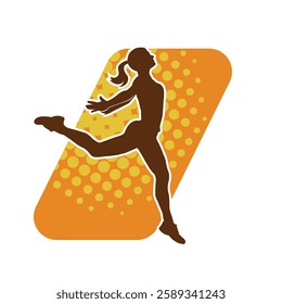 Silhouette of a female ballet dancer in action pose. Silhouette of a ballerina girl dancing pose.