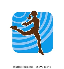 Silhouette of a female ballet dancer in action pose. Silhouette of a ballerina girl dancing pose.