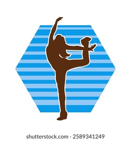 Silhouette of a female ballet dancer in action pose. Silhouette of a ballerina girl dancing pose.