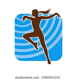 Silhouette of a female ballet dancer in action pose. Silhouette of a ballerina girl dancing pose.