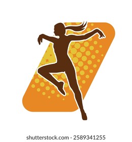 Silhouette of a female ballet dancer in action pose. Silhouette of a ballerina girl dancing pose.