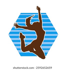 Silhouette of a female ballet dancer in action pose. Silhouette of a ballerina girl dancing pose.