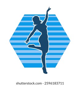 Silhouette of a female ballet dancer in action pose. Silhouette of a ballerina girl dancing pose.