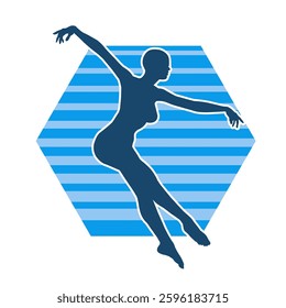 Silhouette of a female ballet dancer in action pose. Silhouette of a ballerina girl dancing pose.