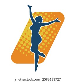 Silhouette of a female ballet dancer in action pose. Silhouette of a ballerina girl dancing pose.