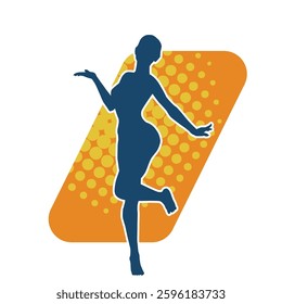 Silhouette of a female ballet dancer in action pose. Silhouette of a ballerina girl dancing pose.