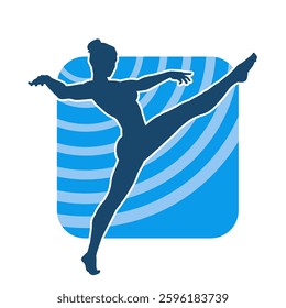 Silhouette of a female ballet dancer in action pose. Silhouette of a ballerina girl dancing pose.