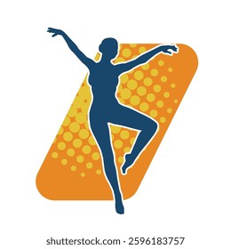 Silhouette of a female ballet dancer in action pose. Silhouette of a ballerina girl dancing pose.