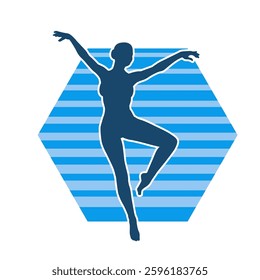 Silhouette of a female ballet dancer in action pose. Silhouette of a ballerina girl dancing pose.