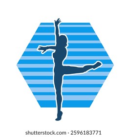 Silhouette of a female ballet dancer in action pose. Silhouette of a ballerina girl dancing pose.