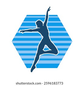 Silhouette of a female ballet dancer in action pose. Silhouette of a ballerina girl dancing pose.