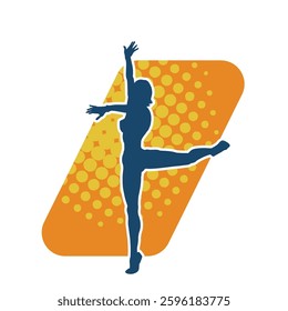 Silhouette of a female ballet dancer in action pose. Silhouette of a ballerina girl dancing pose.