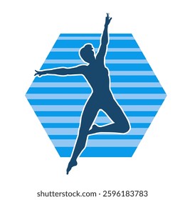 Silhouette of a female ballet dancer in action pose. Silhouette of a ballerina girl dancing pose.