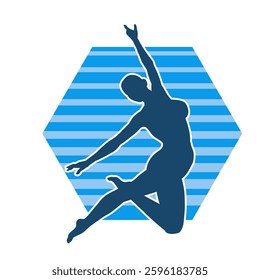 Silhouette of a female ballet dancer in action pose. Silhouette of a ballerina girl dancing pose.