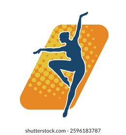 Silhouette of a female ballet dancer in action pose. Silhouette of a ballerina girl dancing pose.