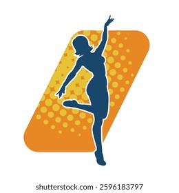 Silhouette of a female ballet dancer in action pose. Silhouette of a ballerina girl dancing pose.