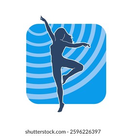 Silhouette of a female ballet dancer in action pose. Silhouette of a ballerina girl dancing pose.