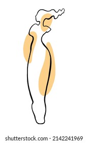 Silhouette of a female body logo for a beauty salon. Girl figure graceful abstraction vector illustration hand drawing.