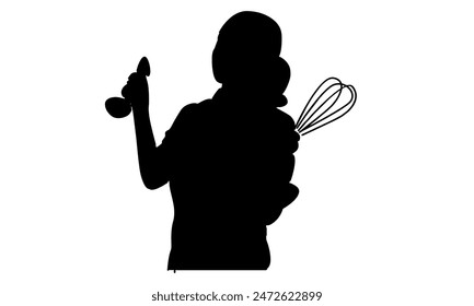 silhouette of female chef vector illustration