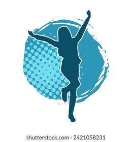 Silhouette of a female dancer in action pose. Silhouette of a slim woman in dancing pose.