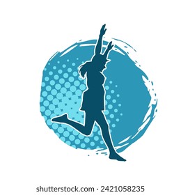 Silhouette of a female dancer in action pose. Silhouette of a slim woman in dancing pose.